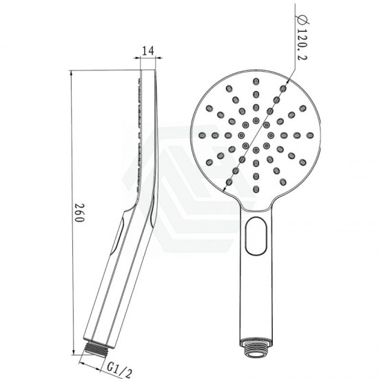 Round 3 Functions Gunmetal Grey Rainfall Hand Held Shower Head Only